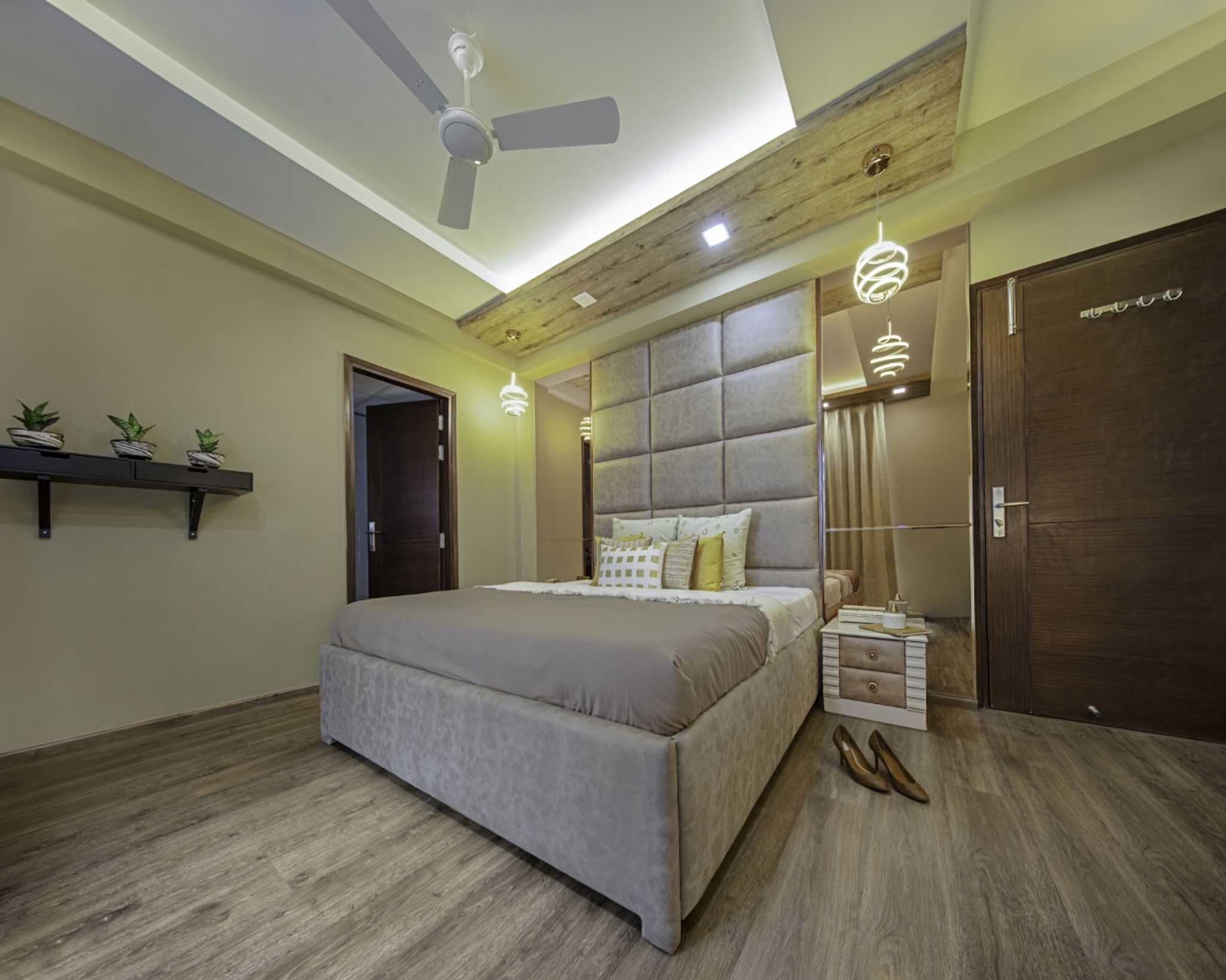 Rectangular False Ceiling With Cove And Drop Lights | Livspace