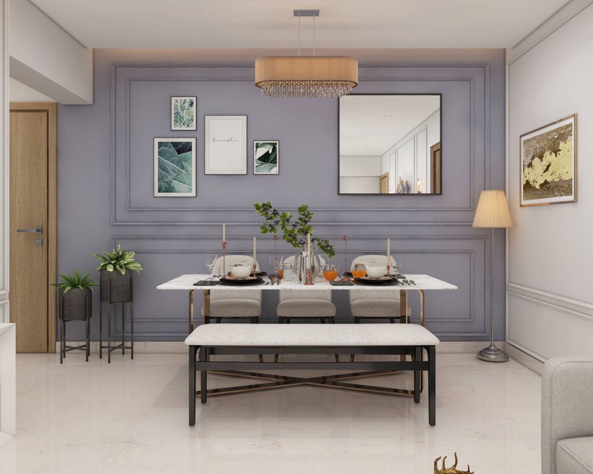 Dining Room Interior Design With Marble Details | Livspace