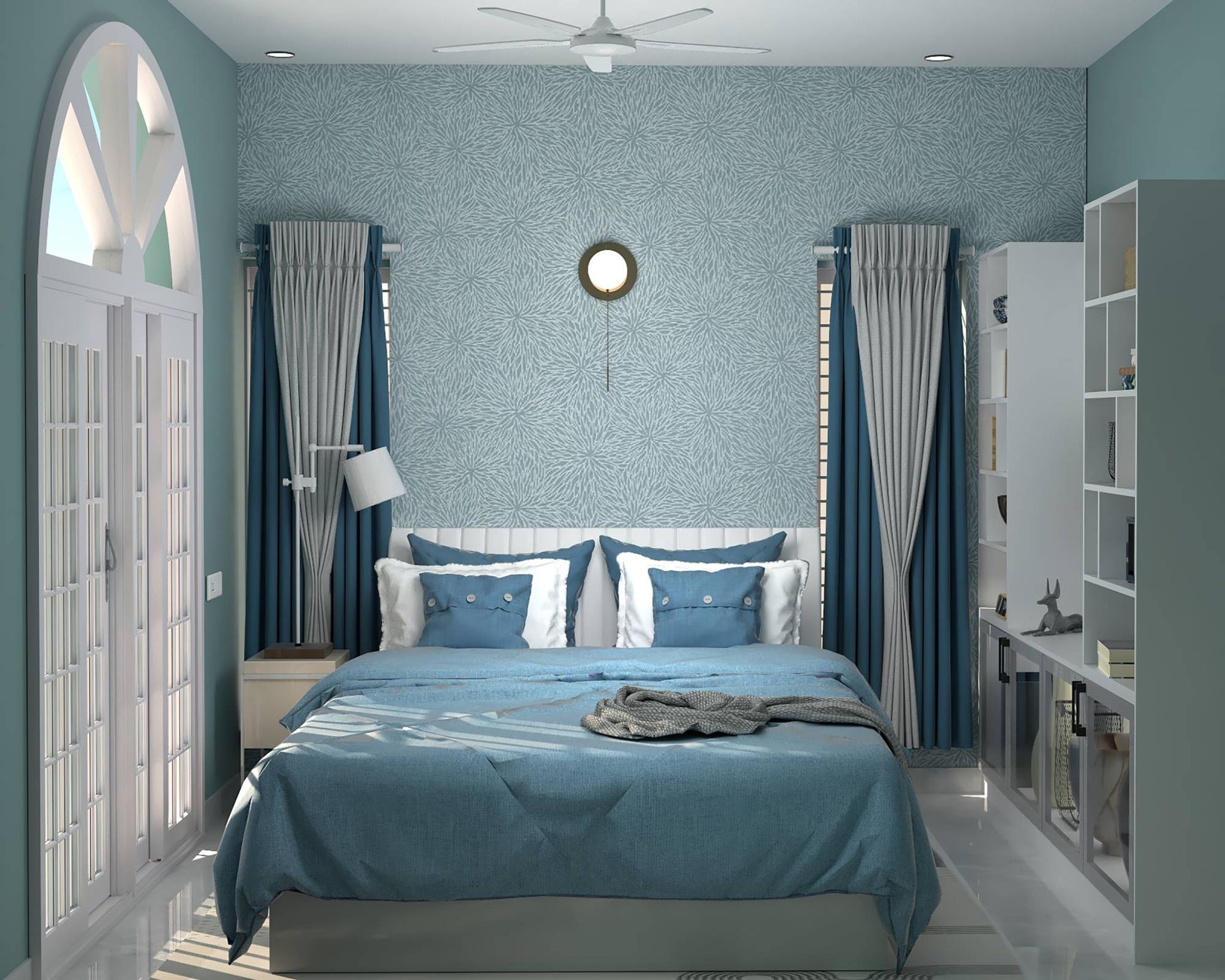 Spacious Blue-Toned Guest bedroom in Scandinavian Style | Livspace - Scandinavian Appartments With Spacious Guest Bedrooms