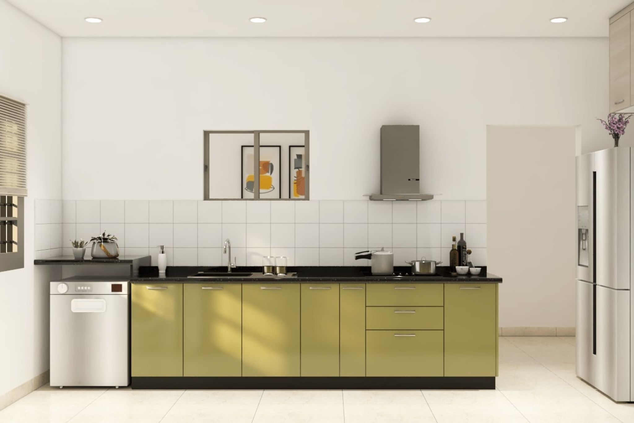 Compact Kitchen Design With Wooden Details | Livspace