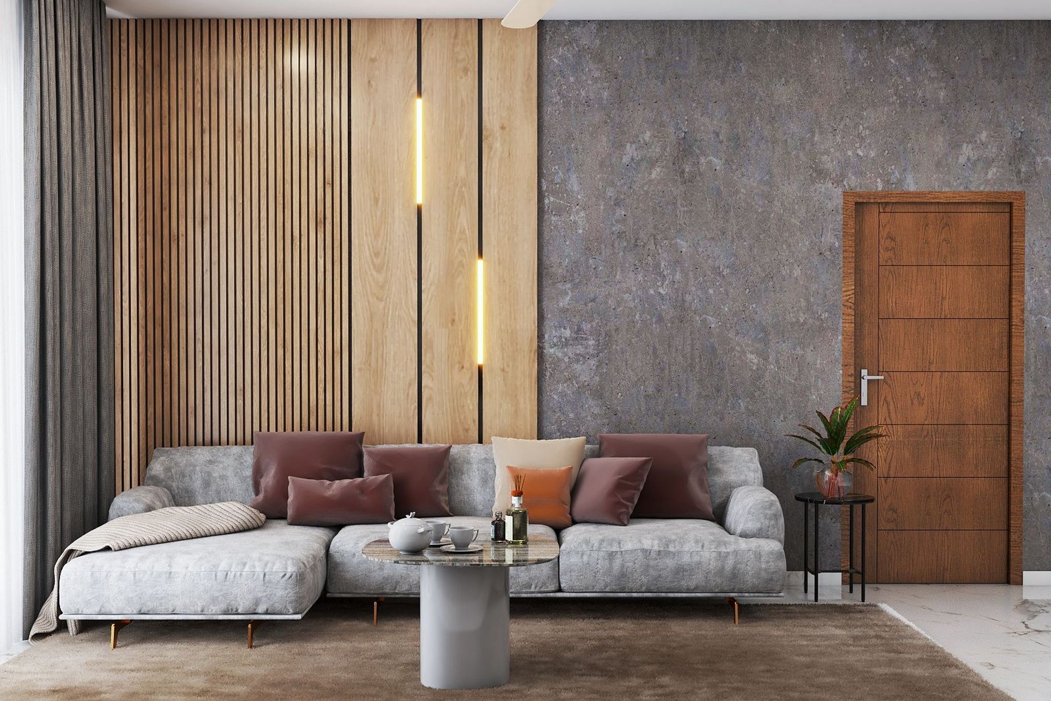 Contemporary Living Room Design With L-Shape Sofa | Livspace