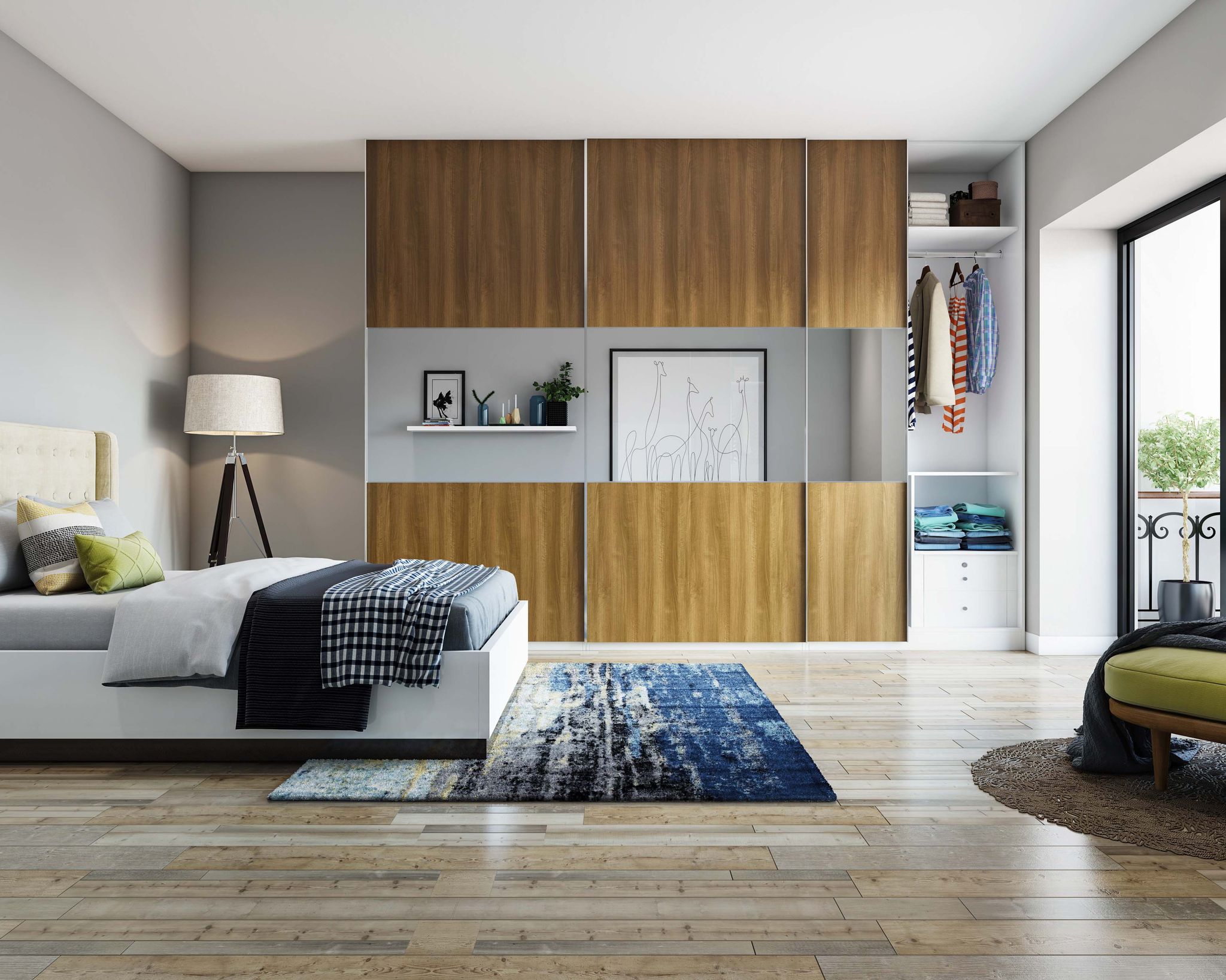 Rectangle Brown And Grey Flooring Design | Livspace