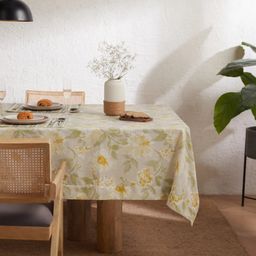 Floral 321 GSM 85% Polyester Yellow 4 Seater Table Cloth | Kaleida