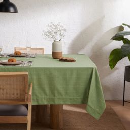 Solid Dyed 355 GSM 50% Cotton Green 4 Seater Table Cloth | Kaleida