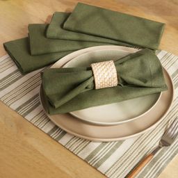 Solid Dyed 215 GSM 100% Cotton Green Set of 6 Table Napkin | Kaleida
