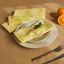 Ethnic 280 GSM 100% Cotton Yellow Set of 4 Table Napkin | Nonna's Home