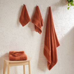 Solid Dyed 475 GSM 100% Cotton Burnt Red 6 Piece Towel Set | Paleto