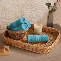 Solid Dyed 475 GSM 100% Cotton Teal Face Towel | Paleto