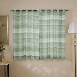 Sheer Polyester blend Jade Set of 2 Window Curtains | Meriga