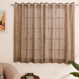 Sheer Polyester Cotton blend Espresso Set of 2 Window Curtains | Velina