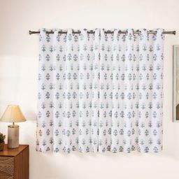 Indian Heritage 100% Polyester Blue Set of 2 Window Curtains | Chippa Lane