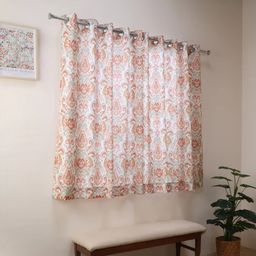 Indian Heritage 100% Polyester Sunset Coral Set of 2 Window Curtains | Chippa Lane