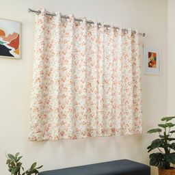 Floral 100% Polyester Burnt Ruby Set of 2 Window Curtains | Bloomshire Classic
