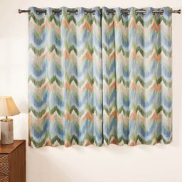 Abstract 100% Polyester Indigo Set of 2 Window Curtains | Bloomshire Classic