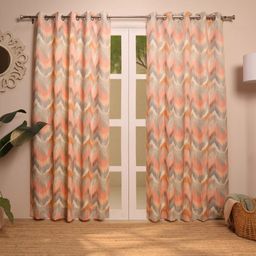 Abstract 100% Polyester Rusty Rose Set of 2 Long Door Curtains | Bloomshire Classic