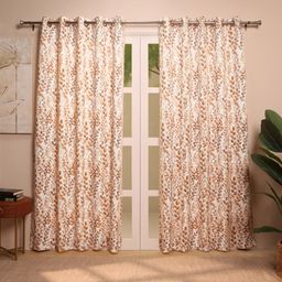 Floral 100% Polyester Clay Set of 2 Long Door Curtains | Bloomshire Classic