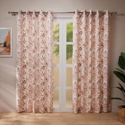 Floral 100% Polyester Coral Set of 2 Door Curtains | Bloomshire Classic