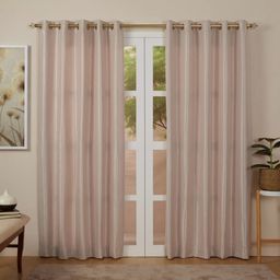 Solid Dyed Polyester Cotton blend Misty Rose Set of 2 Long Door Curtains | Pelushe