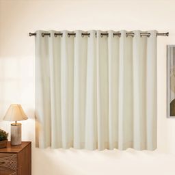 Solid Dyed Cotton Polyester blend Cream Set of 2 Window Curtains | Paleto