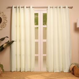 Solid Dyed Polyester Cotton blend Pale Whisper Set of 2 Long Door Curtains | Paleto