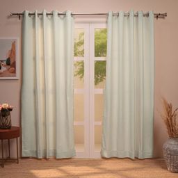 Solid Dyed Polyester Cotton blend Snow Set of 2 Door Curtains | Paleto