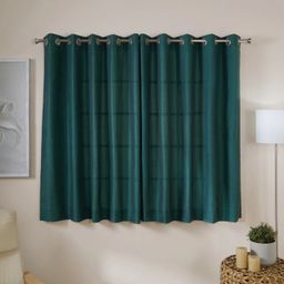 Solid Dyed Linen Cotton Polyester blend Deepsea Set of 2 Window Curtains | Paleto