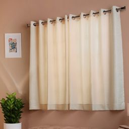 Jacquard Polyester Cotton blend Rosewood Set of 2 Window Curtains | De Jacquard Luxe