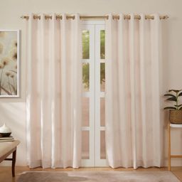 Jacquard Polyester Cotton blend Rosewood Set of 2 Door Curtains | De Jacquard Luxe