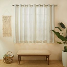 Jacquard Polyester Cotton blend Snow Set of 2 Window Curtains | De Jacquard Classic