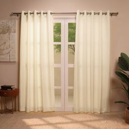 Jacquard Polyester Cotton blend Snow Set of 2 Door Curtains | De Jacquard Classic
