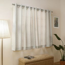 Jacquard Polyester Cotton blend Stone Set of 2 Window Curtains | De Jacquard Classic