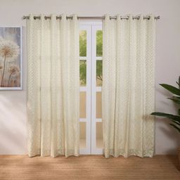 Jacquard Polyester Cotton blend Stone Set of 2 Door Curtains | De Jacquard Classic