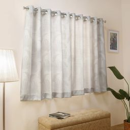 Jacquard Polyester Cotton blend Soft Fawn Set of 2 Window Curtains | De Jacquard Classic