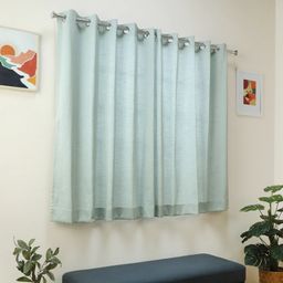 Jacquard Polyester Cotton blend Blue Dust Set of 2 Window Curtains | De Jacquard Classic