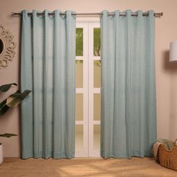 Jacquard Polyester Cotton blend Blue Dust Set of 2 Door Curtains | De Jacquard Classic