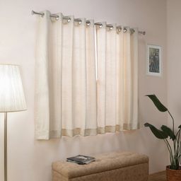 Jacquard Polyester Cotton blend Ivory Set of 2 Window Curtains | De Jacquard Classic
