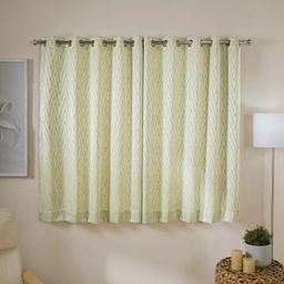 Jacquard Polyester Cotton blend Pollen Set of 2 Window Curtains | De Jacquard Classic