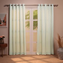 Jacquard Polyester Cotton blend Pollen Set of 2 Door Curtains | De Jacquard Classic
