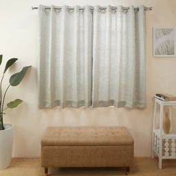 Jacquard Polyester Cotton blend Ash Set of 2 Window Curtains | De Jacquard Classic