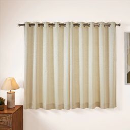 Jacquard Polyester Cotton blend Vanilla Sky Set of 2 Window Curtains | De Jacquard Classic