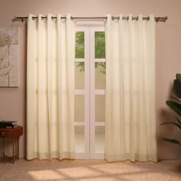 Jacquard Polyester Cotton blend Vanilla Sky Set of 2 Door Curtains | De Jacquard Classic