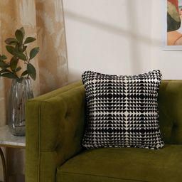 Geometric Cotton Blend Ebony Cushion Cover | Estrella