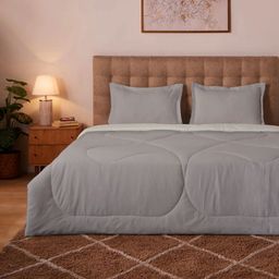 Solid 150 GSM 100% Cotton Pristine Dove King Comforter | Plumelle