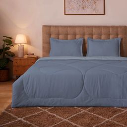 Solid 150 GSM 100% Cotton Infinity Blue King Comforter | Plumelle