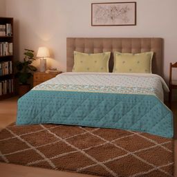 Indian Heritage 150 GSM 100% Cotton Midnight Teal King Comforter | Udyan Tales