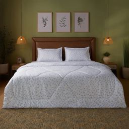 Floral 120 GSM 100% Cotton Ocean Blue Double Comforter | Bloomshire Classic
