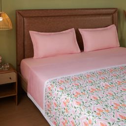 Ethnic 144 TC 100% Cotton Salmon Double Dohar | Bloomshire Classic