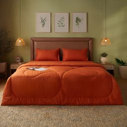 Solid Dyed 240 GSM Cotton Rust Double Comforter | Paleto