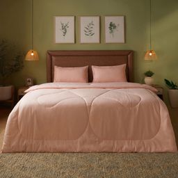 Solid Dyed 240 GSM Cotton Veiled Rose Double Comforter | Paleto