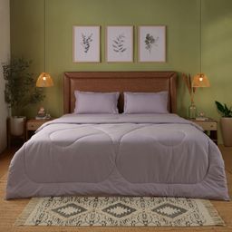 Solid Dyed 240 GSM Cotton Grey Lavender Double Comforter | Paleto